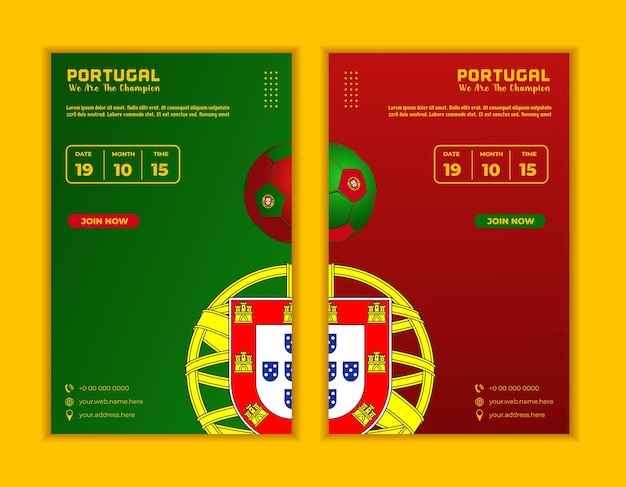 Fondo vectorial bandera de portugal con combinación de colores perfecta de plantilla de redes sociales de fútbol de pelota