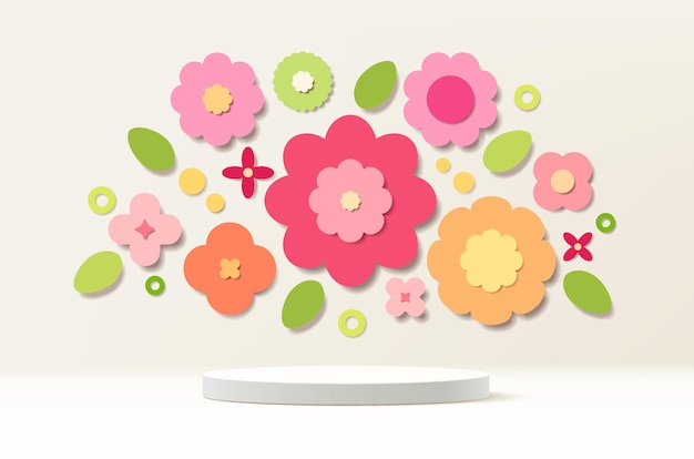 Vector fondo vectorial con bonitos diseños florales en estilo de corte de papel