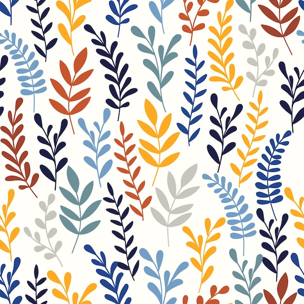 Fondo vectorial botánico patrón sin costuras hojas dibujadas a mano impresión floral sencilla de moda para la tela