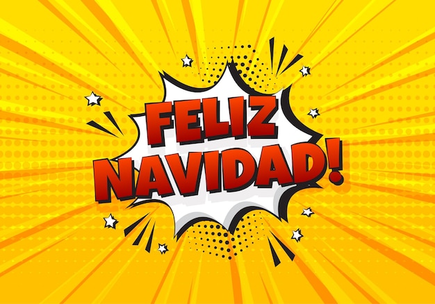 Fondo vectorial de cómic de Navidad Feliz Navidad discurso de dibujos animados burbuja arte pop España vacaciones