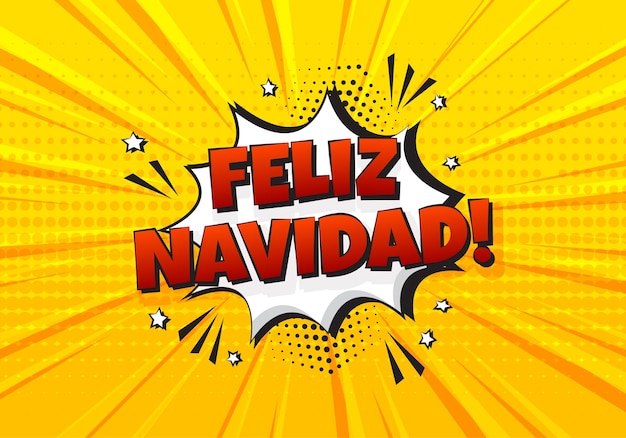 Fondo vectorial de cómic de navidad feliz navidad discurso de dibujos animados burbuja arte pop españa vacaciones