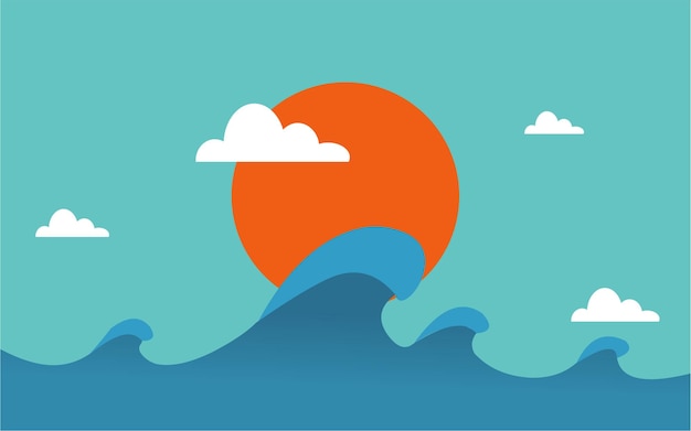 Fondo vectorial con concepto de olas oceánicas, vector e ilustración.