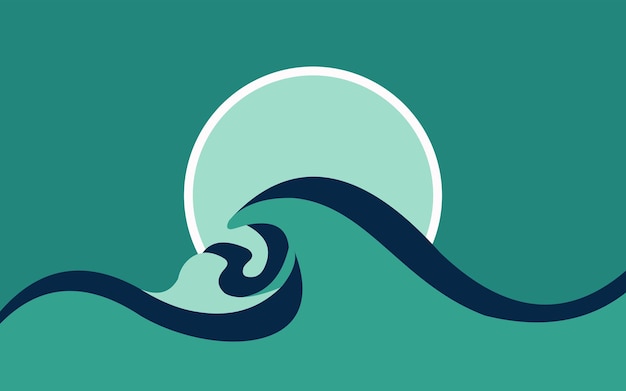 Fondo vectorial con concepto de olas oceánicas, vector e ilustración.