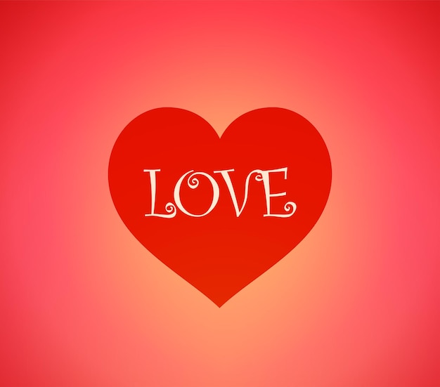 Fondo vectorial con corazón y subtítulo Amor Símbolo rojo para el día de San Valentín