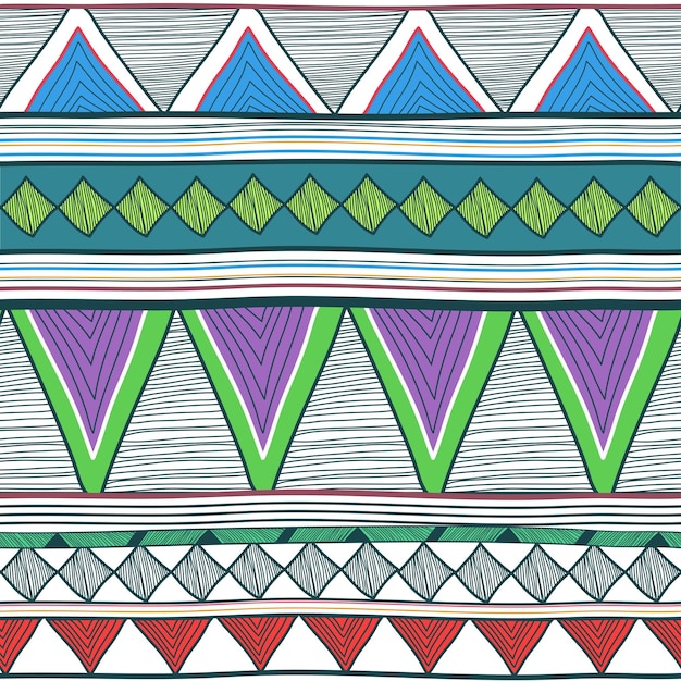 Fondo vectorial sin costura con dibujo de patrón tribal