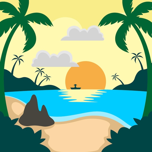 Fondo vectorial de la escena de la playa de verano
