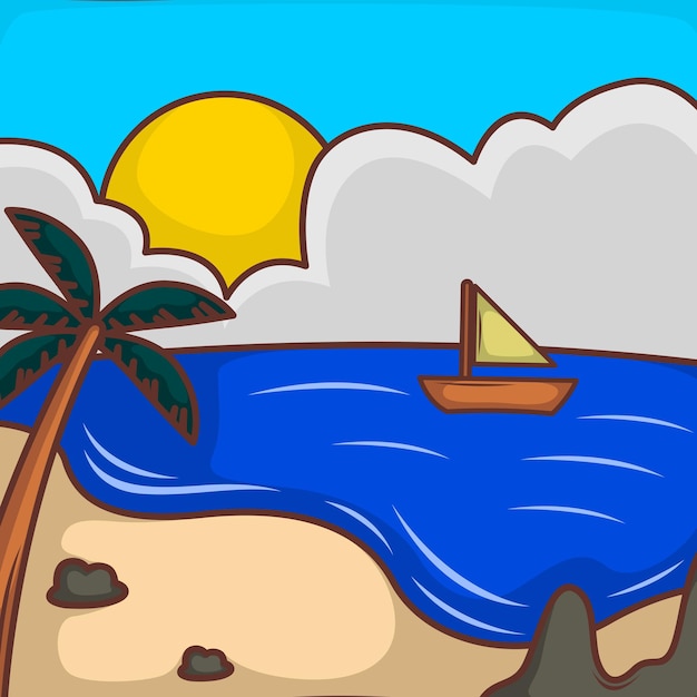 Fondo vectorial de la escena de la playa de verano