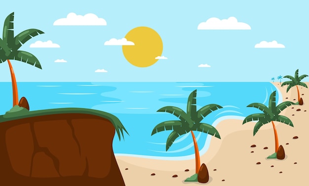 Fondo vectorial de la escena de la playa de verano