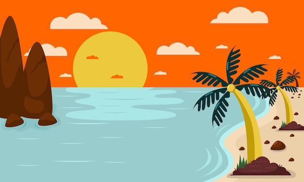 Fondo vectorial de la escena de la playa de verano