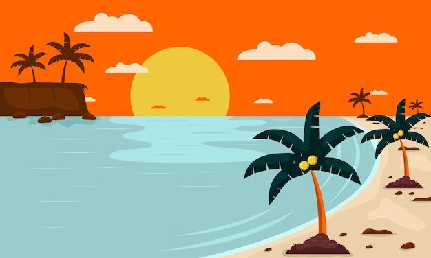 Fondo vectorial de la escena de la playa de verano