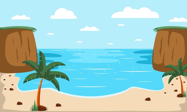 Fondo vectorial de la escena de la playa de verano