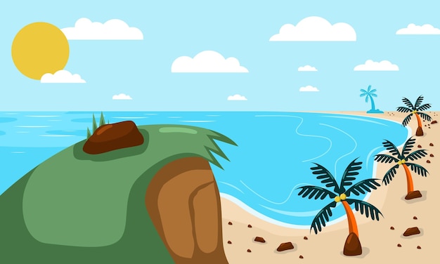 Fondo vectorial de la escena de la playa de verano