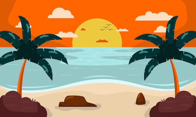 Fondo vectorial de la escena de la playa de verano
