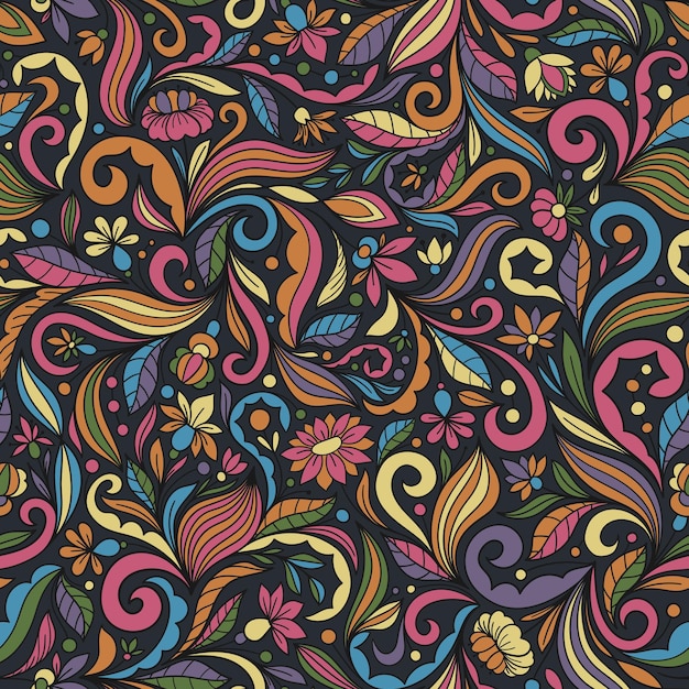 FONDO VECTORIAL GRIS INCONSÚTIL CON UN ADORNO FLORAL MULTICOLOR COMPLEJO