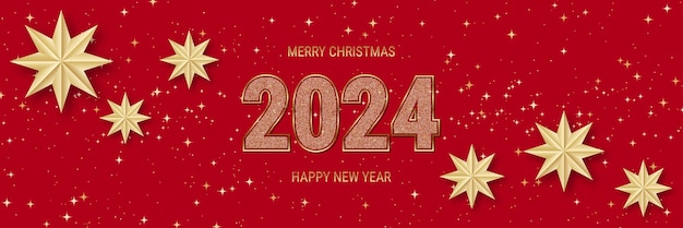 Fondo vectorial de lujo de Navidad y año nuevo 2024 con estrellas y copos de nieve
