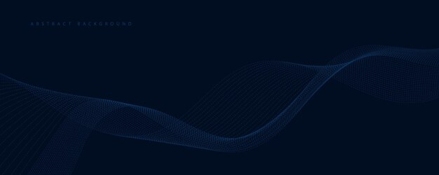 Fondo vectorial moderno abstracto con líneas onduladas azules y partículas telón de fondo tecnológico