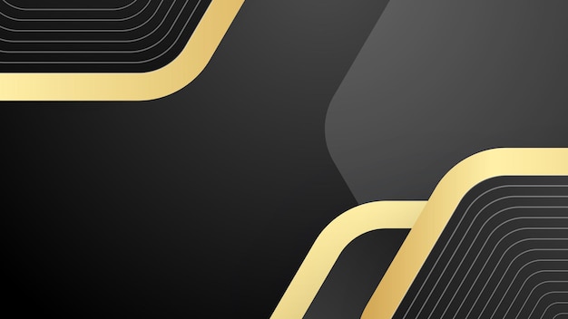Fondo vectorial moderno negro y dorado con formas y líneas abstractas