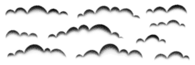 Fondo vectorial nubes cúmulosos puntos de medio tono efecto de punto desvanecido