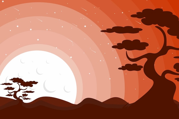 Fondo vectorial Paisaje de luna llena