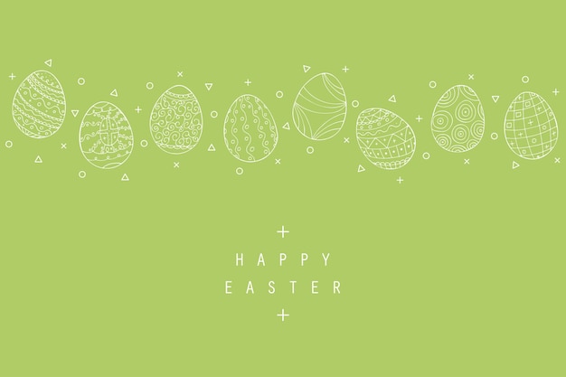 Fondo vectorial de Pascua dibujado a mano con huevos de contorno ornamental en estilo doodle Poster de cartón de vacaciones