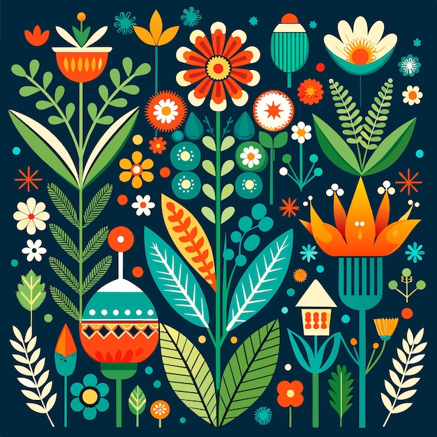 Fondo vectorial del patrón de diseño colorido escandinavo