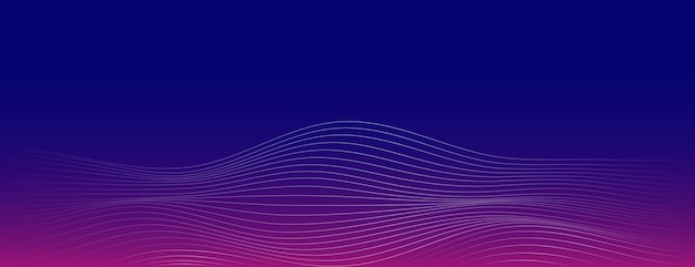Fondo vectorial púrpura azul mínimo con líneas de onda digital onduladas Fondo tecnológico