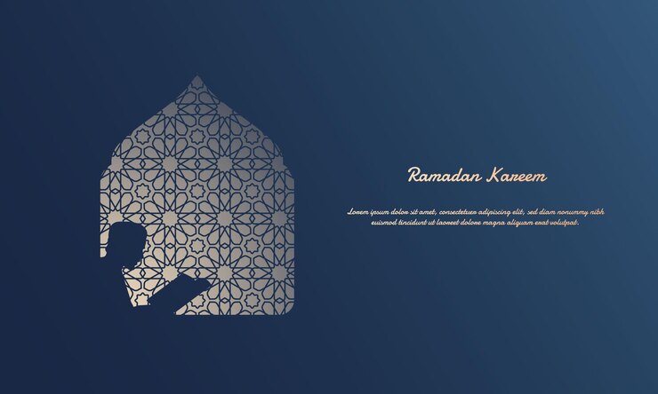 Vector fondo vectorial de ramadán kareem la silueta de un musulmán leyendo el corán
