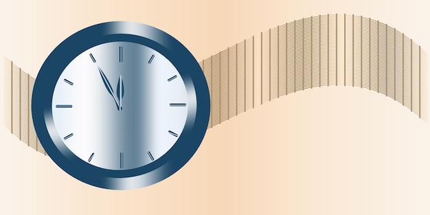 Fondo vectorial reloj azul en un fondo de gradiente beige Happy time EPS10