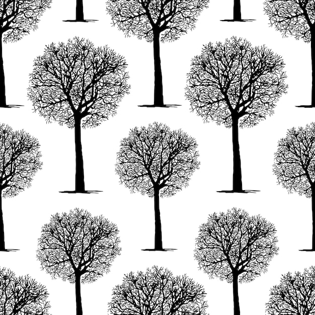 Fondo vectorial de siluetas de árboles