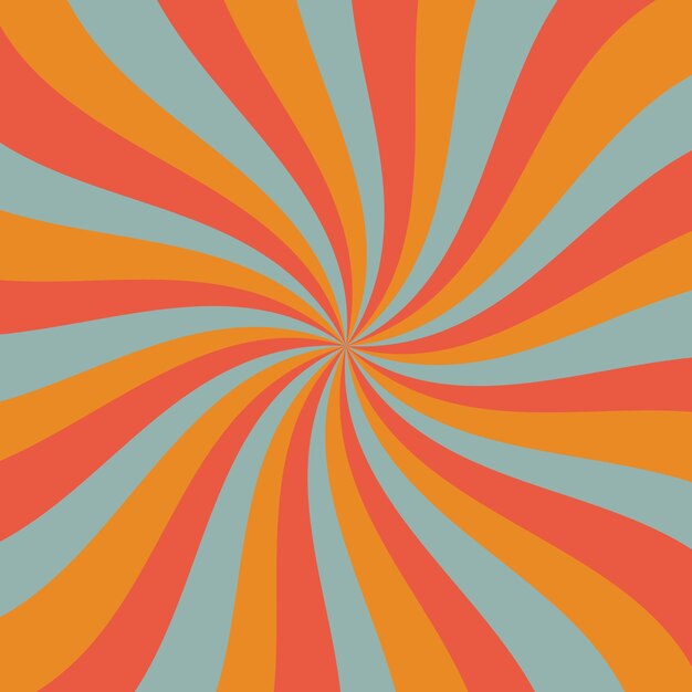 Fondo vectorial de Sunburst en estilo Groovy con tres colores azul o anaranjado rojo Vector Sunburst de fondo