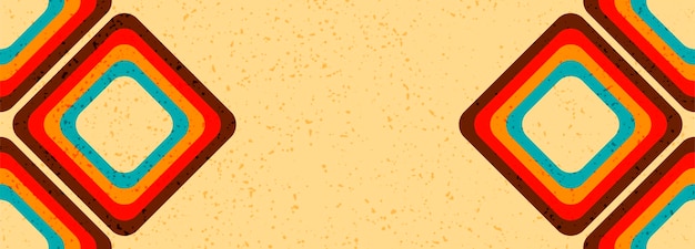 Fondo vectorial de textura retro geométrica con varias formas geométricas en colores brillantes de los años setenta