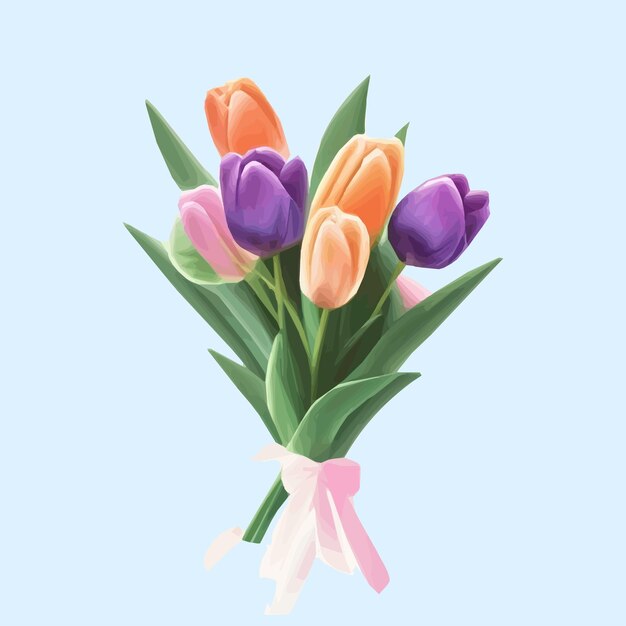Vector fondo vectorial con tulipanes ilustración dibujada a mano feliz día de la madre diseño de vacaciones de primavera