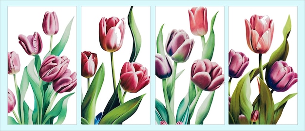 Fondo vectorial con tulipanes ilustración dibujada a mano feliz día de la madre diseño de vacaciones de primavera