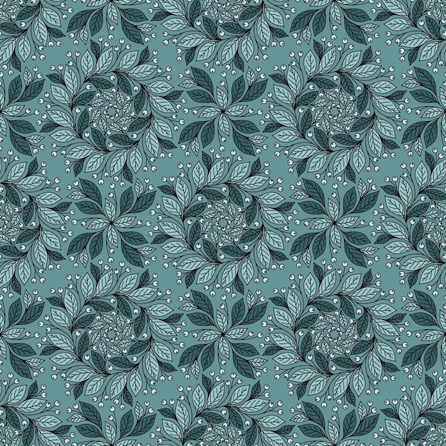 FONDO VECTORIAL TURQUESA CLARO CON ADORNOS FLORALES Y BAYAS