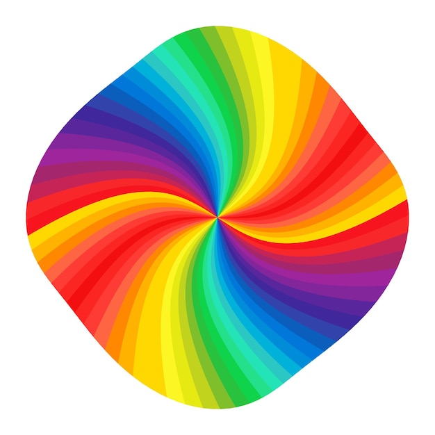 Fondo vectorial de un vívido remolino de colores del arco iris girando hacia el centro