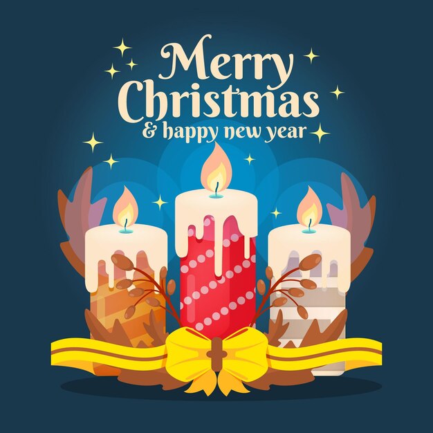 Fondo de velas navideñas en diseño plano
