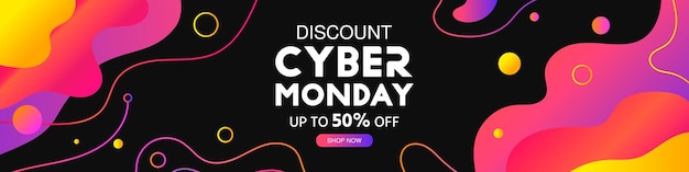 Fondo de venta de descuento de banner de lunes cibernético