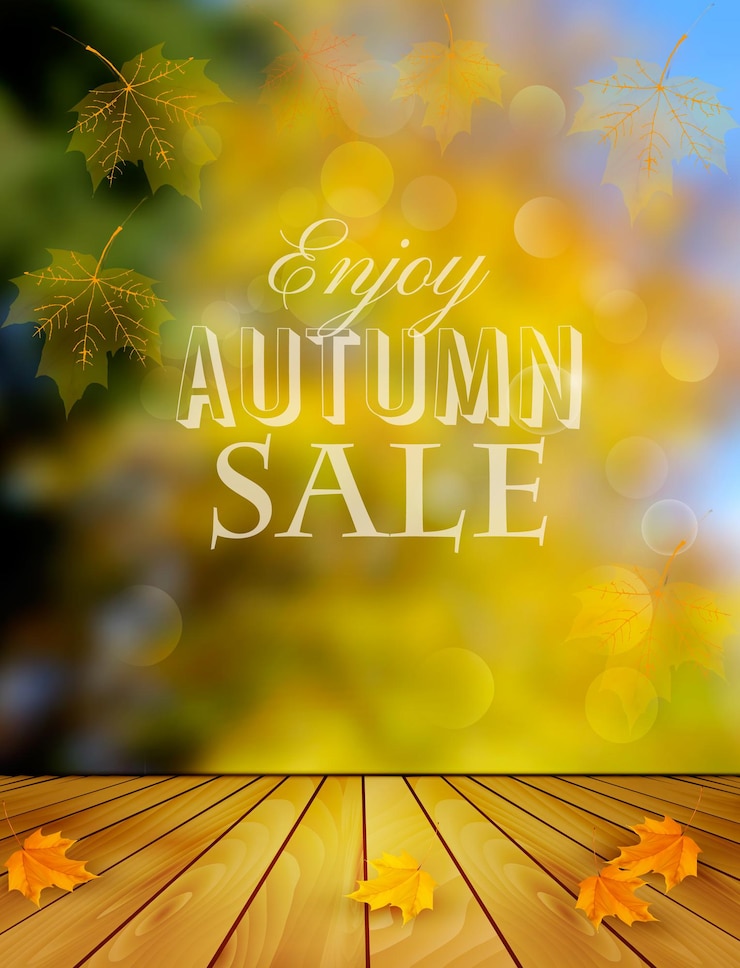 Vector fondo de venta de otoño con hojas de colores.