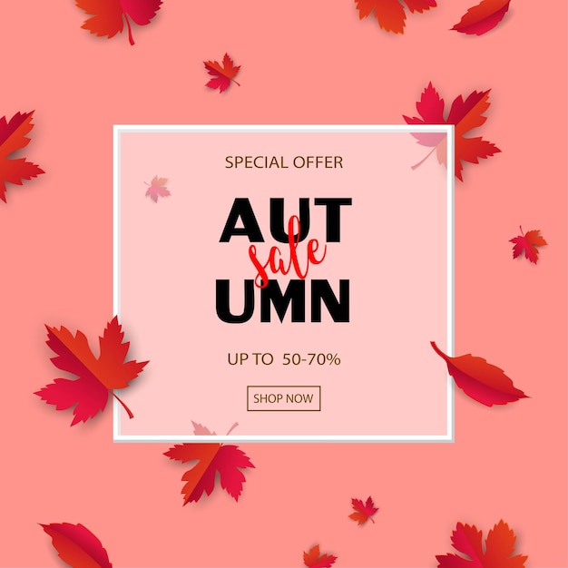Fondo de venta de otoño o otoño con hojas para promoción de compras.