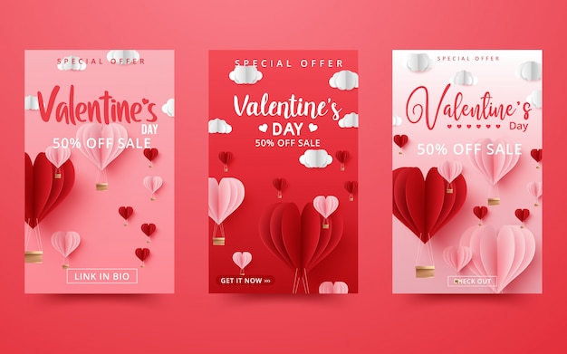 Fondo de venta de San Valentín. Composición romántica con corazones.