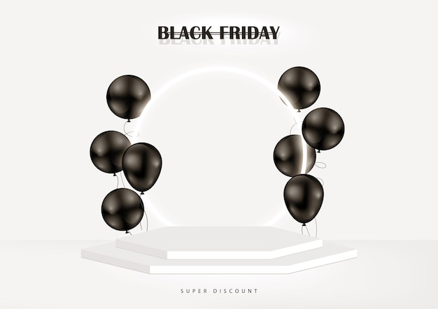 Fondo de venta de viernes negro con diseño de podio en blanco para exhibición de productos