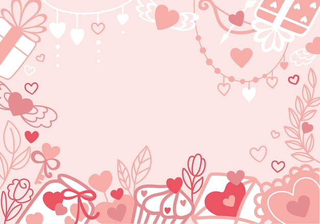 Fondo para las ventas en el Día de San Valentín Regalos de flores de corazones temáticos festivos para el día de San Valentín
