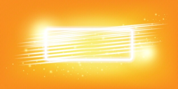 Fondo de verano amarillo brillante Vector de neón brillante Marco rectangular con textura sutil y chispas Diseño moderno para promociones estacionales y superposiciones de texto
