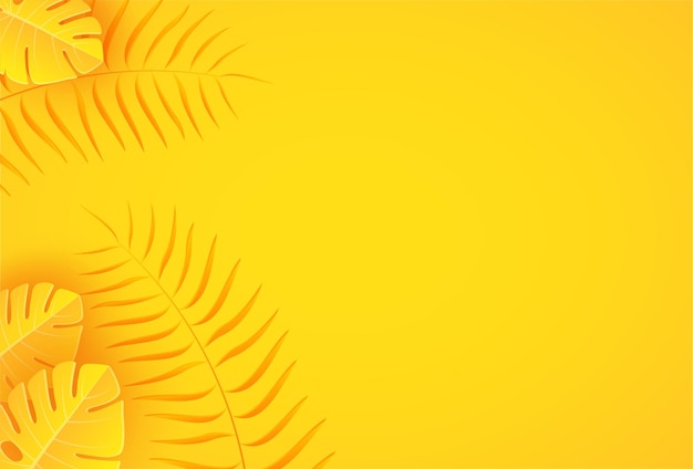Fondo de verano amarillo en estilo papel