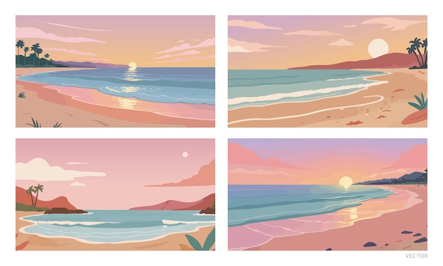 Fondo de verano puesta de sol en la playa