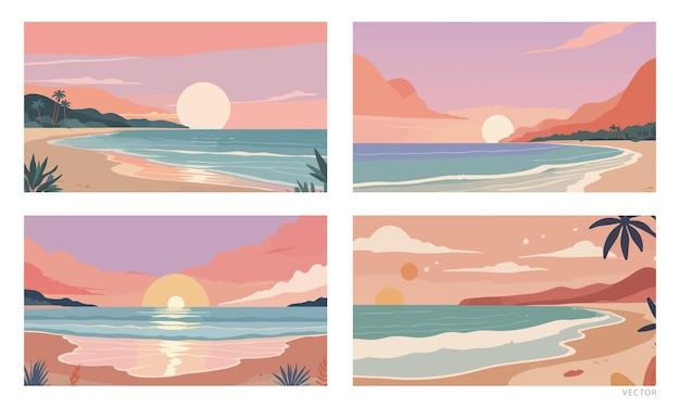 Fondo de verano puesta de sol en la playa