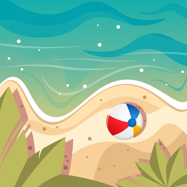 Vector fondo de verano con tema de playa y árbol de coco