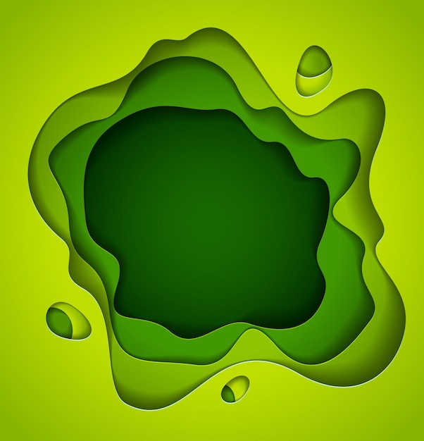 Fondo verde abstracto 3D con formas de corte de papel. Ilustración vectorial en estilo de corte de papel. diseño para tarjetas de visita, presentaciones, volantes o carteles.