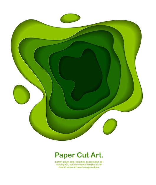 Fondo verde abstracto 3D con formas de corte de papel. Ilustración vectorial en estilo de corte de papel. diseño para tarjetas de visita, presentaciones, volantes o carteles.