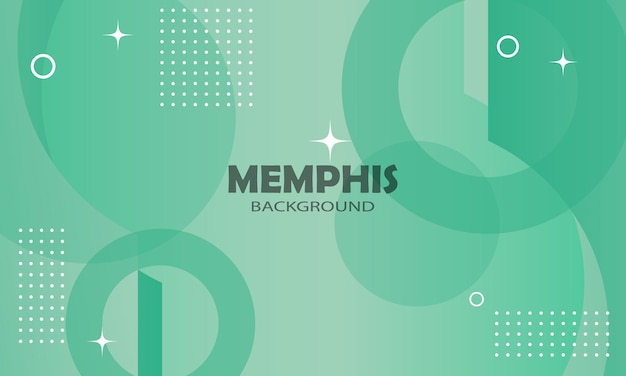 Fondo verde abstracto de memphis con formas redondas por diseño vectorial